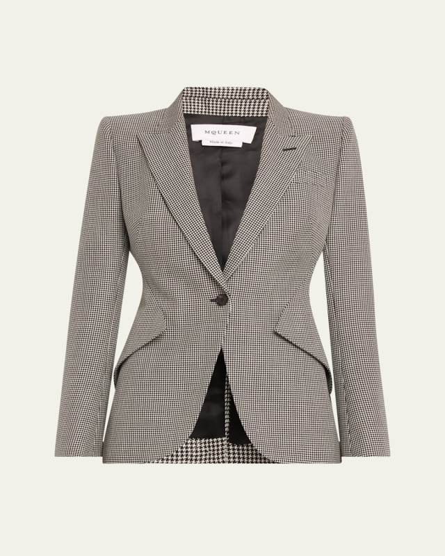 SIngle-Breasted Houndstooth Blazer